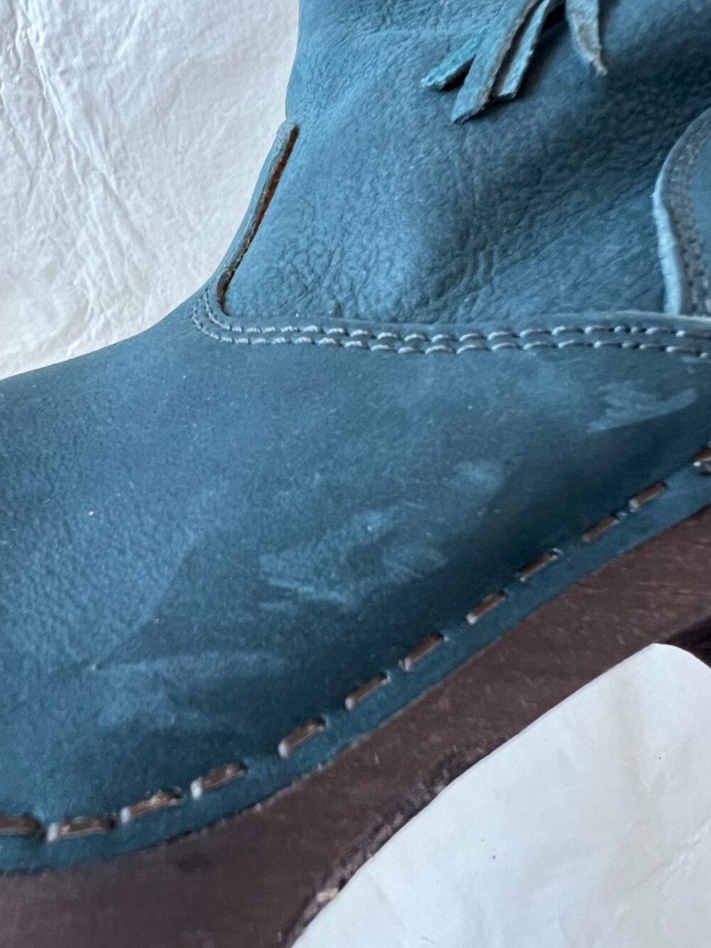 Sanita boots clog booties blue leather platform block heel wood 40 9.5 10 Viva - Picture 11 of 14